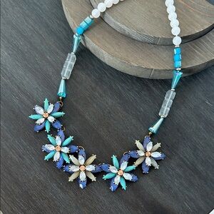 Floral Blue and White Necklace